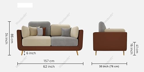 Image of Black Wood Modern Montez Luxurious Velvet 2 Seater Sofa for Bedroom, Living Room, Dining Room, Drawing Room, Home Office in Bug Resistant Wood (Brown & Beige, 2 Seater)