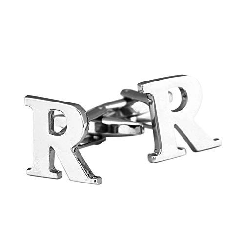 Mancuernillas para hombre KnBoB inicial R plata miniatura 1