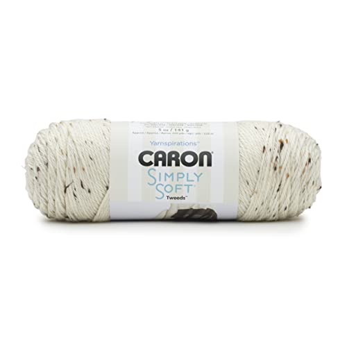 Caron Simply Soft Off White Tweeds Yarn - 3 Pack Of 141G/5Oz - Acrylic - 4 Medium (Worsted) - 250 Yards - Knitting/Crochet #TOP1
