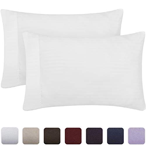 Mellanni Striped Luxury Pillowcase Set - Brushed Microfiber 1800 Bedding - Wrinkle, Fade