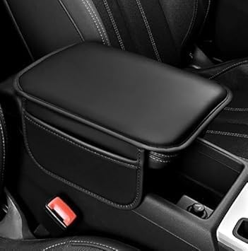 Car Center Console Cover, Leather Vehicle Arm Rest Cushion Mat with Storage Pocket, Anti-Scratch Auto Interior Armrest Pad Accessiories, (Black) For Renault Triber