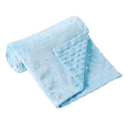 Image of Baby Nursery Bed Blankets Ultra Soft Double Layer Mini Blanket Minky Blanket Receiving Blankets Shower Gifts(Bluestar,30 * 47in)