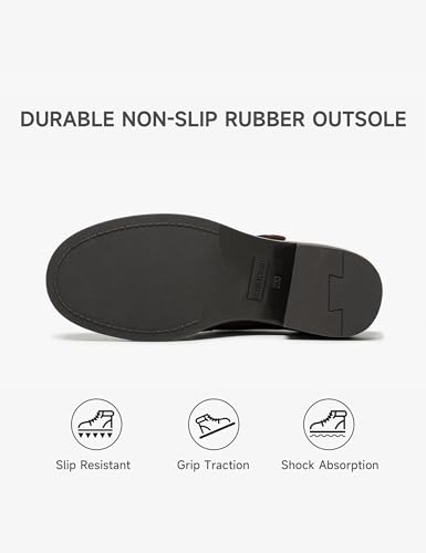 Image of BEAU TODAY Oxford Shoes for Women, Mary Jane Shoes for Women T Strap Leather Wingtip Brogue, Chunky Heel Comfortable Non Slip Dress Work Shoes