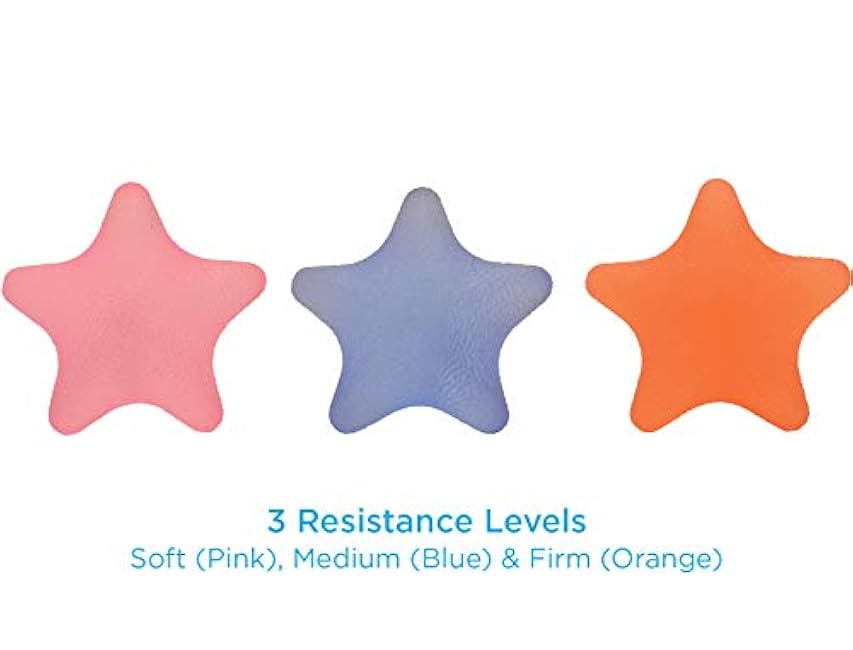 NOVA Hand Exerciser Star, Hand Grip Squeeze Star for Strength, Stress and Recovery, Comes in 3 Resistance Levels - Pink Soft, Orange Medium and Blue Firm