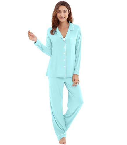 Image of WiWi Viscose from Bamboo Women's Pajamas Set Super Soft Button Down Top and Pants Sleepwear Cooling Pjs S-3X
