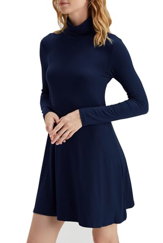 Image of KEEDONE Women's Long Sleeve Turtleneck Casual Loose T-Shirt Dresses