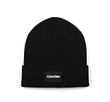 Calvin Klein Men's Woven Patch Key Beanie, Black