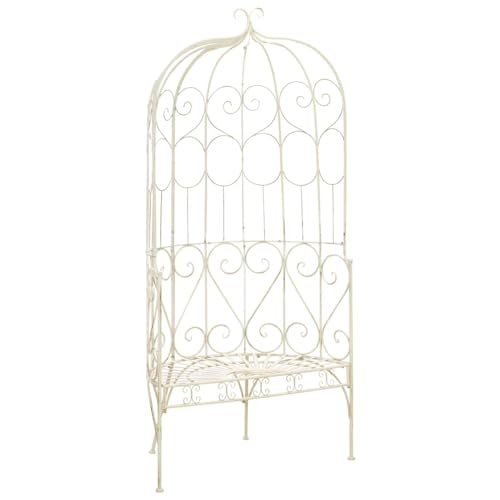 Tidyard Panchina da Giardino 95 cm in Ferro Bianco Anticato