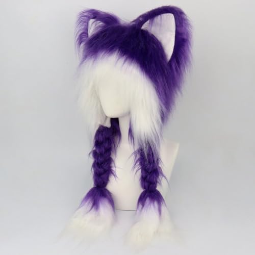 Cache-oreilles chauds hiver et masque de tête chat en peluche