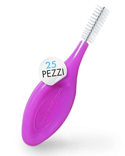25 pezzi: ORAL PREVENT Spazzolini interdentali - pulizia dei denti per le lacune - spazzolino interdentale dei denti - prevenzione tartaro/carie - Viola - 1,30 mm - ISO 7