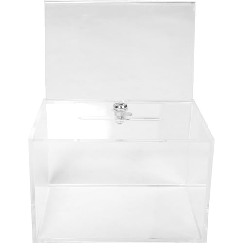 OUNONA Caja de Buzón de Pared Acrílica Transparente con Cerradura y Llave Urna para Votación Donaciones y Sugerencias Resistente y Fácil de Instalar
