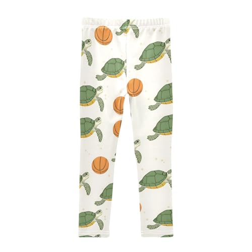 Basketball Turtle Pattern Girls Leggings Soft Stretch Workout Yoga Dance Pants for Kids Casual Tights2