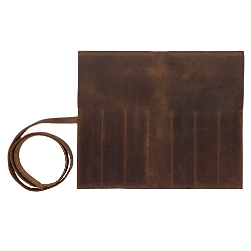 Image of Squared Pencil Case Handmade from Full Grain Leather - Bourbon Brown