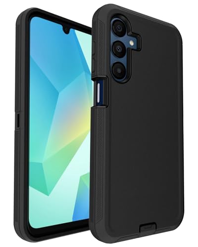 Aliruke for Samsung Galaxy A16 5G Phone Case, 3-Layer 16ft Drop Protection, with Dustproof Port Cover, Full-Body Shockproof Heavy Duty Protective Phone Case, Black