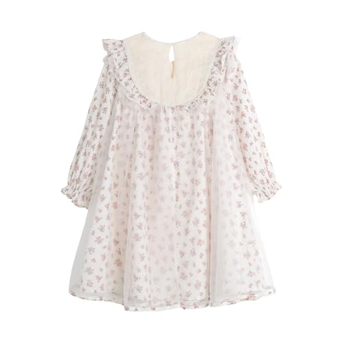 Mud Kingdom Girls Flower Dress Fashion Tulle Long Sleeve Casual Floral Tulle Dress2