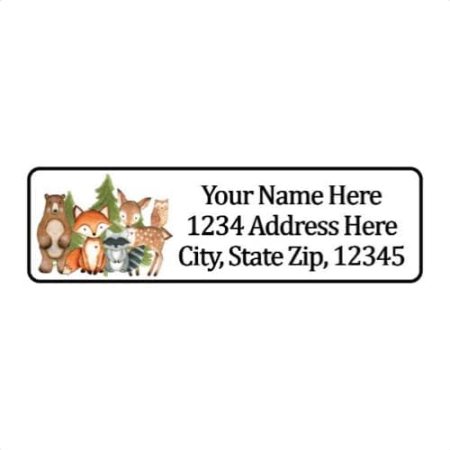Personalized Woodland Animals 1/2" x 1.75" Return Address Labels Stickers (800)