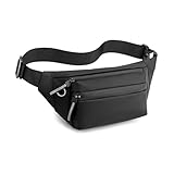 Ketmart Waist Pack Travel Handy Hiking Zip Pouch Document Money Phone Belt Sport Bag for Men and Women and Adult Leather (Black)