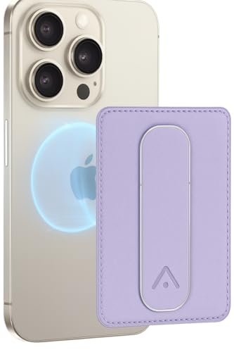 Tarjetero para telefono mobil MagSafe con monedero para iPhone y soporte morado