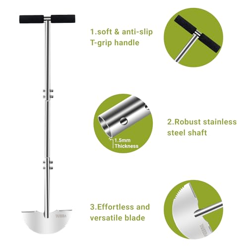Lawn Edger Tool, 38-Inch Long Stainless Steel Handle Lawn Edger,Half Moon Blade with D-Grip for Garden Boarder,Grass, Sidewalk, Yard