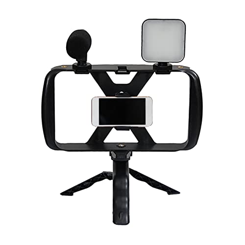Étui stabilisateur de téléphone, Ensemble de trépied de Photographie avec Clip de téléphone réglable 4 en 1, Trépied à Clip rétractable avec lumière de Remplissage de Microphone pour Photo de Nocapam