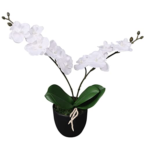 Orchidée artificielle en polyester blanc plante artificielle de 30 cm avec pot
