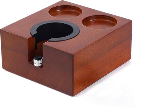 IKAPE Espresso Tamper Station, 51MM, 54MM Wooden Coffee Tamper Holder Base, Espresso Tamp Mat Stand Fit for 51 to 54MM Espresso Accessories - Can be Adjustable Portafilters Stand Height
