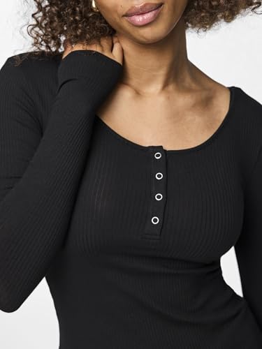 Pieces NOS Mujer Pckitte LS Top Noos B C Camisa Manga Larga Not Applicable, Negro (Black Black), X-Small