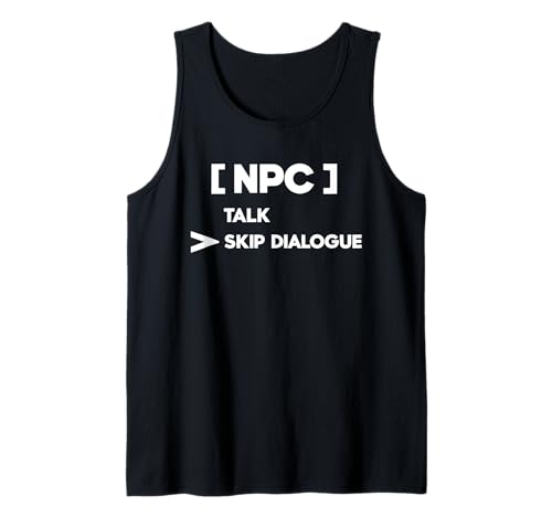 Camiseta NPC Skip Dialogues | Camiseta divertida para juegos Camiseta sin Mangas