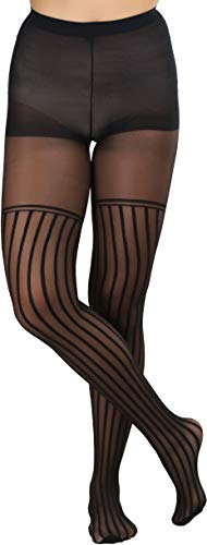 Image of ToBeInStyle Womens High Fashion Sheer Full Footed Vertical Stripe Tights