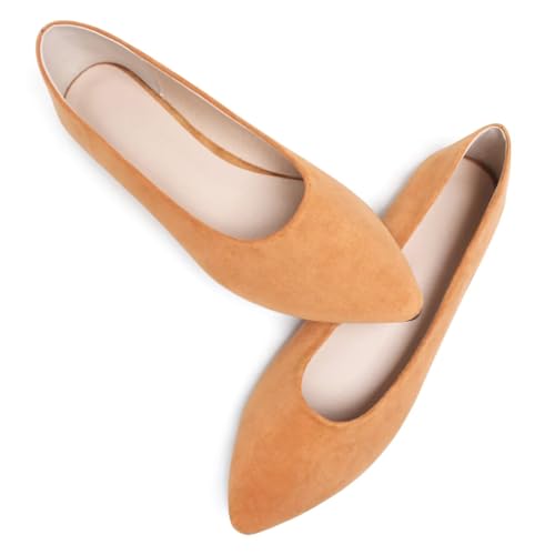 Image of Dear Time Women's Pointed Toe Ballet Flats Simple Casual Office Work Flats Slip-on Comfortable Shoes