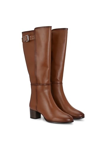 Image of Delize Tan Women Knee ankle boots 64473