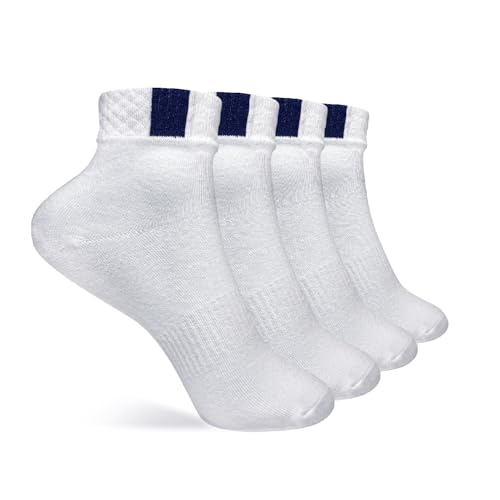 LARSA Men's Performance Crew Socks – Moisture-Wicking, Breathable Cotton, Arch Support, Cushioned Sole – Athletic & Casual Use – 4 Pack