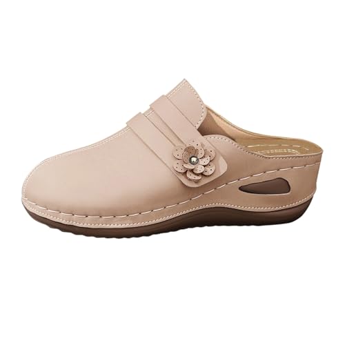 Mules pour femme confortables en similicuir avec fleurs été