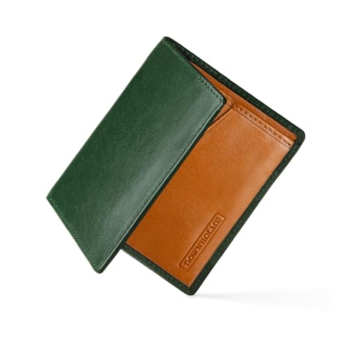 Downholme Men's Bifold Slim Silhouette Leather Wallet (British Racing Green)