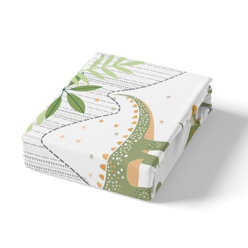 Housse de couette à fermeture éclair Loussiesd lit double, parure dinosaure vert et coco - 5