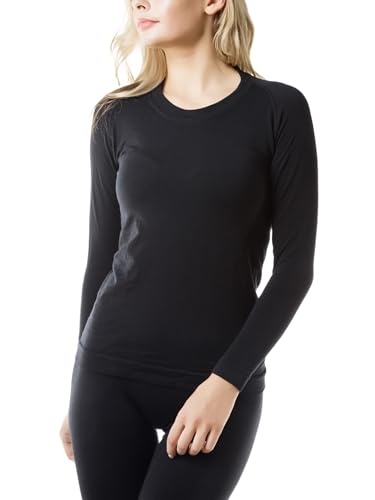 Relaxsan Zero 3220 (Black, XL) Women's Thermal Long Sleeves Vest Breathable Baselayer Underwear in Dryarn Fiber and Merino Wool