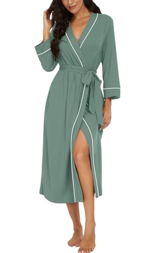 Image of PrinStory Womens Robe Long Knit Bathrobe Lightweight Soft Robes Ladies Bath Robe