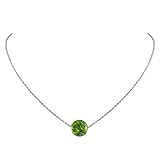 keenove Dainty Real Green Peridot Crystal Pendant 925 Sterling Silver Necklace Healing Chakra Crystal Stone August Birthstone Handmade Choker Necklace Jewelry Gift for Women Young Lady 1 Bead
