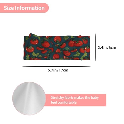 Tomato cartoon background Pattern baby bow headband - Elastic and comfortable, suitable for photo shoots, parties, and daily wear3