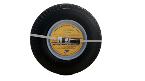 2 New HORSESHOE 4.80/4.00-8 Flat-Free Wheelbarrow Cart 16" Universal Black Cross Wheels w/Grease Fitting, Center Hub 3.25"-6", Installed 3/4" Bearing with Extra 5/8" Bearing - Thumbnail 4