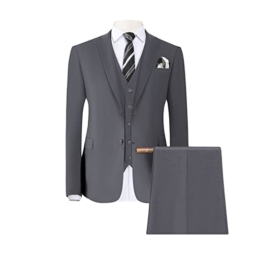 Maiyifu-GJ Men Suits 3 Piece Slim Fit Suit Single Breasted Jacket Vest & Pants Set Elegant Solid Business Wedding Prom Suits