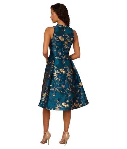 Image of Adrianna Papell Printed Jacquard High-Low Hem Party Dress