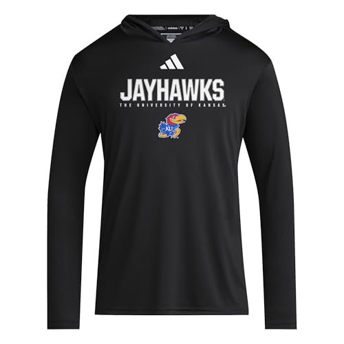 adidas Mens NCAA 25/26 Designed For Training Lightweight Hoodie Black/White/Kansas University Large