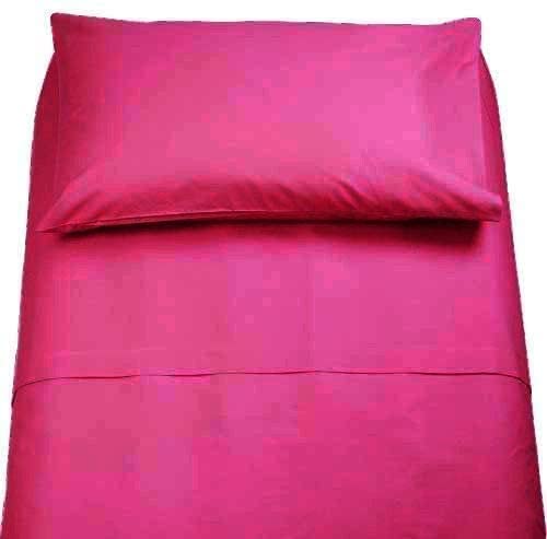 1 Federa Misura 52x82 Set Lenzuola Letto Singolo Cotone Sotto Sopra + Federa Vari Colori Tinta Unita Offerta (Fuxia, Singolo)
