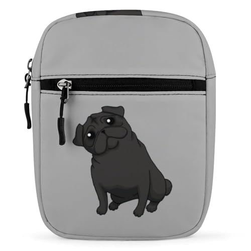 Black Pug Mini Crossbody Bag Anti-Theft Side Shoulder Bags Messenger Bag Unisex