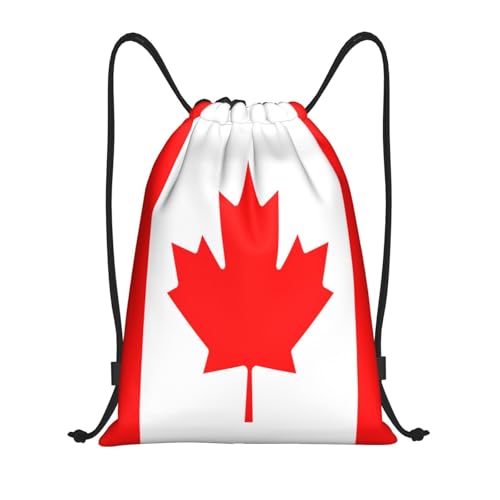 Canadian Flag Print Drawstring Backpack Sport Bag Sack Cinch Bags,Sports Gym Bag For Women Men,For Travel,Swimming