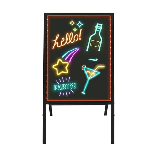 RjcdOPL Led-reclamebord, vrijstaand prikbord met 8 fluorescerende markers en afstandsbediening, licht en opvouwbaar, voor bars, cafés, restaurants, winkels