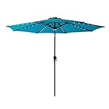 C-Hopetree 10 ft Outdoor Patio Market Table Umbrella with Solar LED Lights and Tilt, Aqua Blue