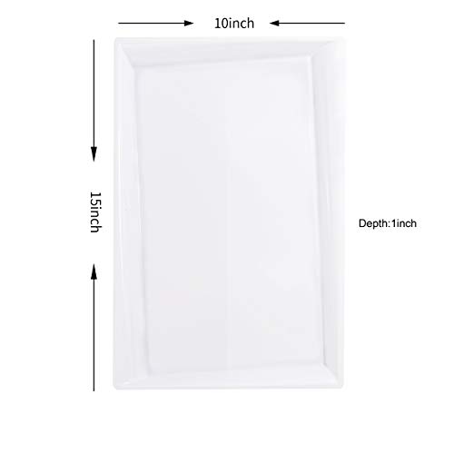 I00000 8 Pack White Plastic Serving Tray, 15 Inch X 10 Inch Rectangle Food Trays, Disposable Serving Platter For Parties thumb #2