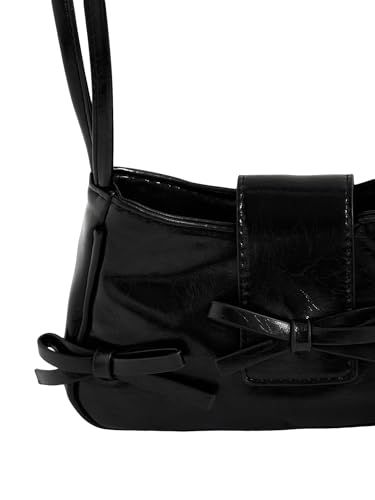 MakeMeChic Women's Bow Shoulder Handbag PU Leather Top Handle Y2K Underarm Bags4